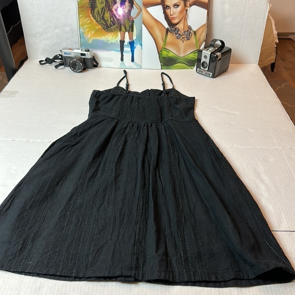 Universal Thread Black Linen Blend Midi Sundress Cottagecore Coastal Pockets XS - Picture 7 of 9